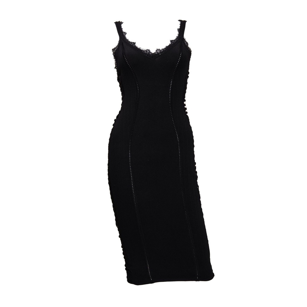 Christian Dior Black Knit Bondage Mini Dress
